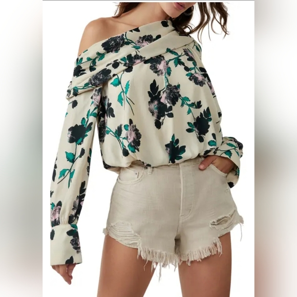 Free People off shoulder one shoulder top small - Picture 2 of 2